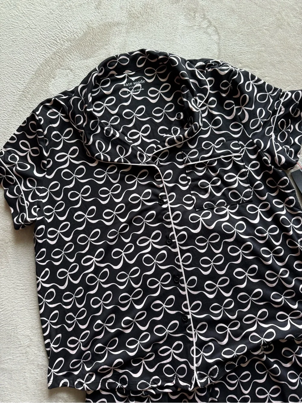 Kate Spade Swirly Ribbon Bows Pajama Set pjs